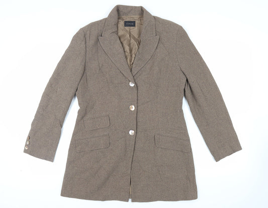 Linea Womens Brown Jacket Blazer Size 12 Button