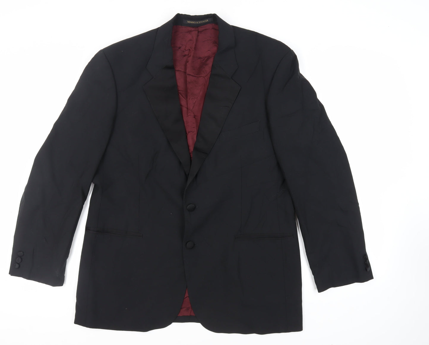 Mens UK Size 42 St Michael Regular Black Suit Tuxedo