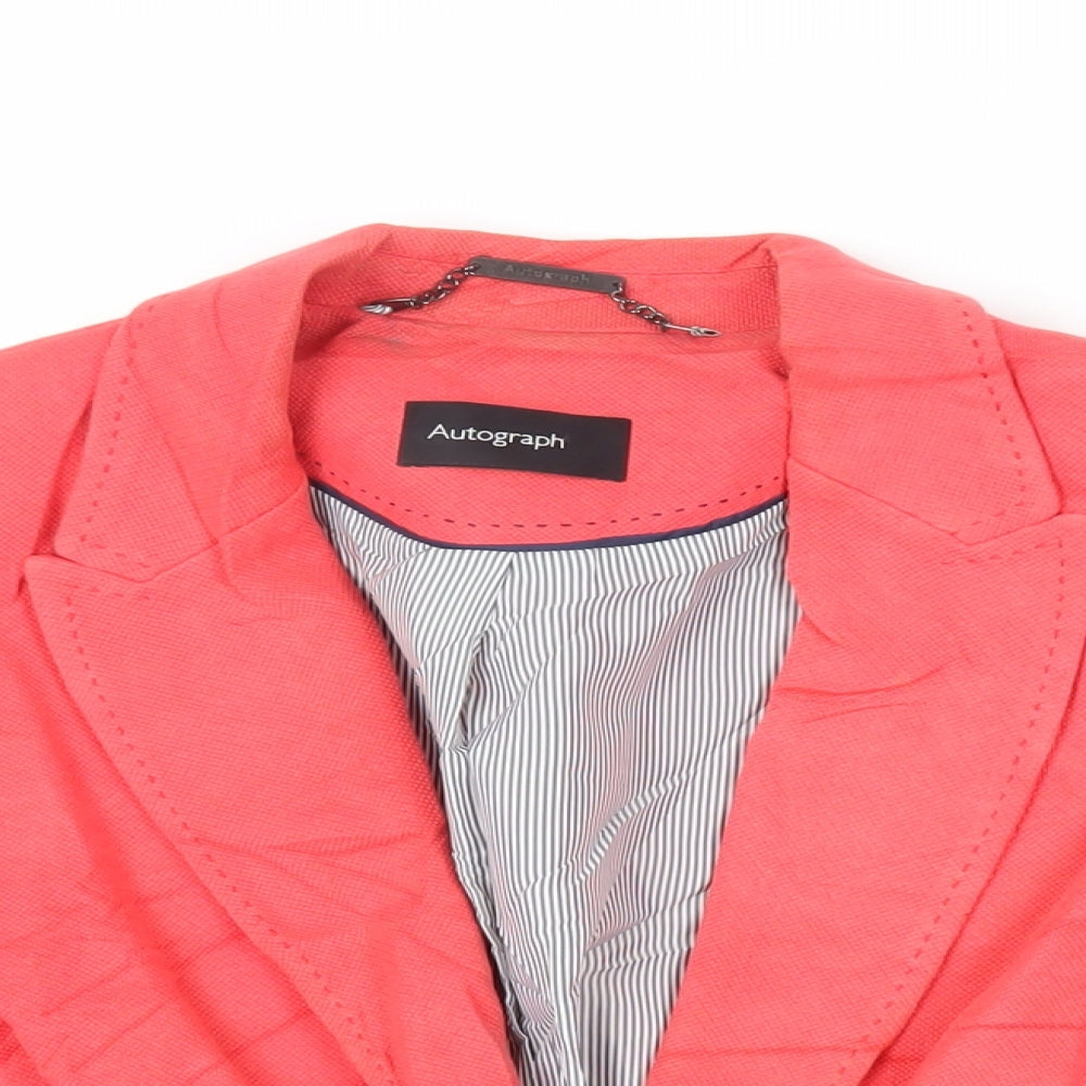 Autograph Womens Red Jacket Blazer Size 16 Button