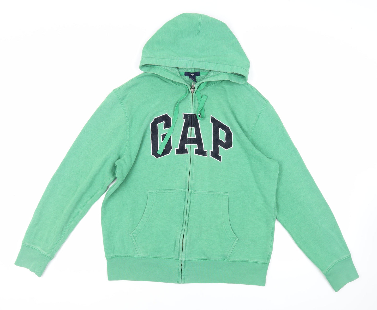 Gap Womens Green Cotton Full Zip Hoodie Size M Zip - Logo Pockets
