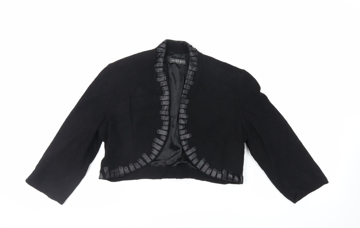 Additional front view of Alex&Co women’s black jacket, size UK 12, - open