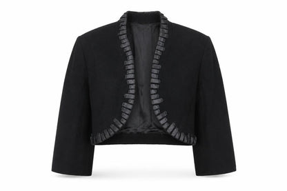 Front view of Alex&Co women’s black jacket, size UK 12, - open