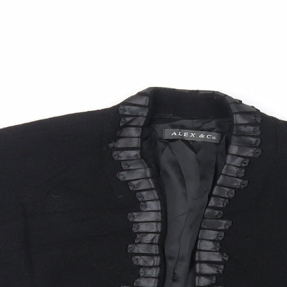 Close-up detail of Alex&Co women’s black jacket, size UK 12, - open
