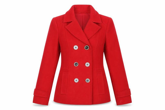Debenhams Womens Red Pea Coat Coat Size 10 Button