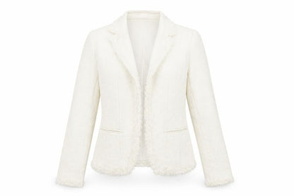 Front view of David Charles girls’ ivory jacket blazer, size 16, years - open