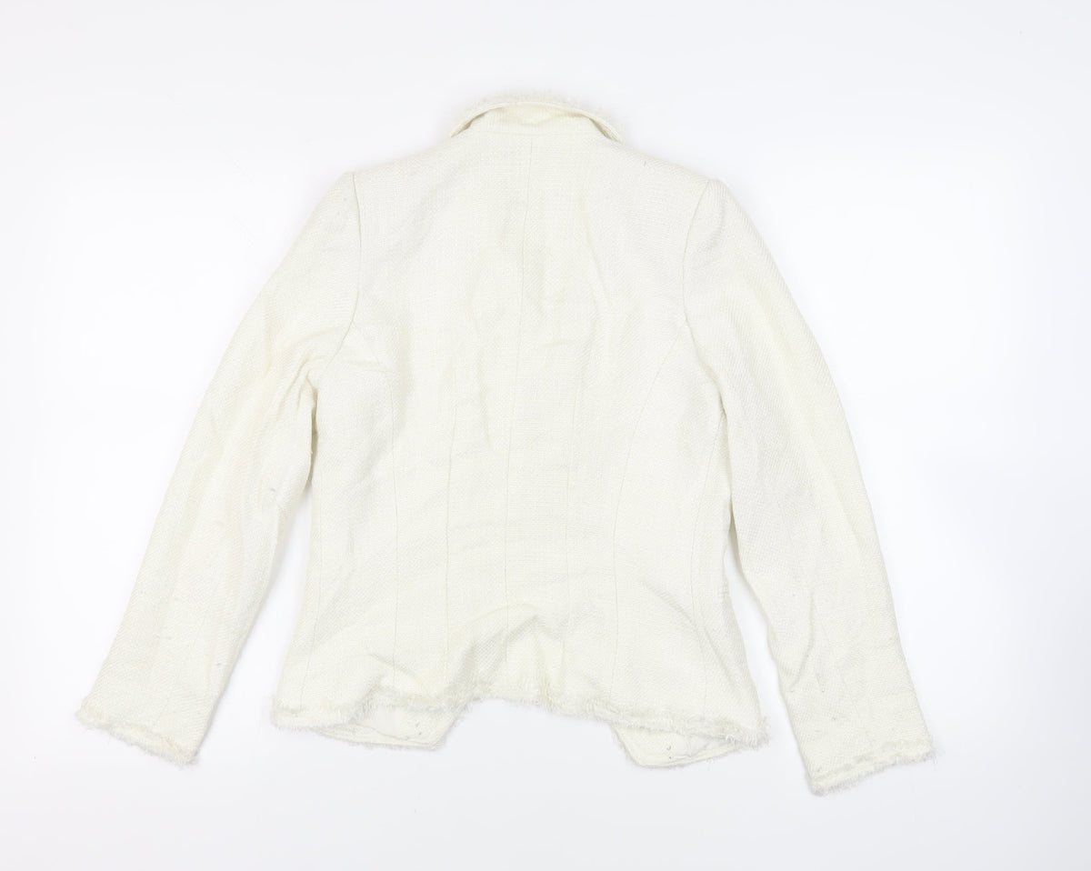 Back view of David Charles girls’ ivory jacket blazer, size 16, years - open