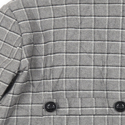 Classic Womens Grey Plaid Pea Coat Coat Size 14 Button