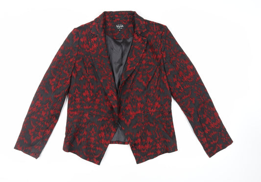 Per Una Womens Red Geometric Jacket Blazer Size 14 - Open