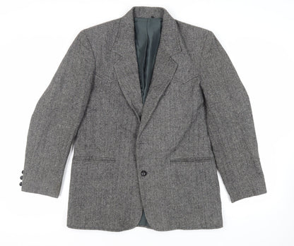Pioneer Wear Mens Grey Herringbone Acrylic Jacket Blazer Size 40 Regular - Vintage