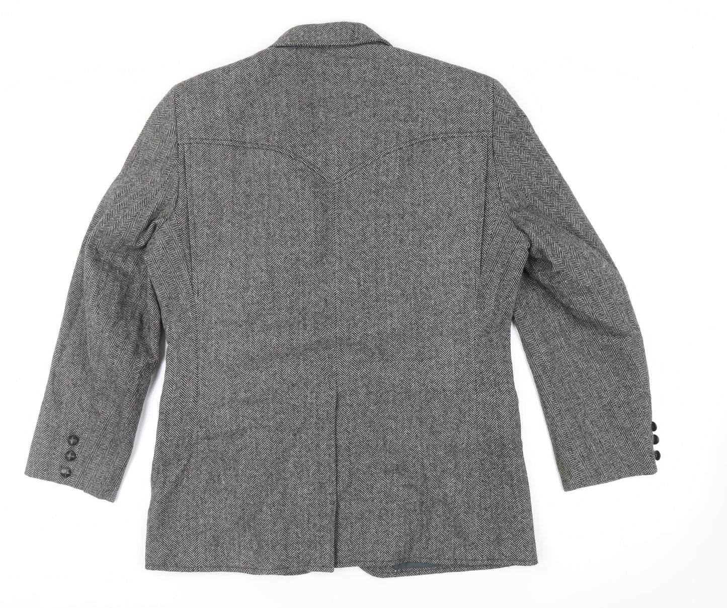 Pioneer Wear Mens Grey Herringbone Acrylic Jacket Blazer Size 40 Regular - Vintage