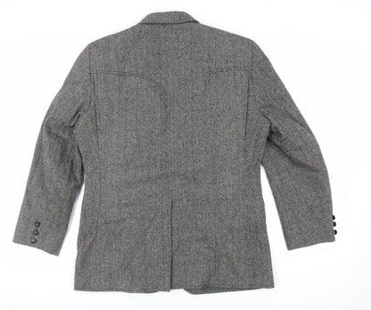 Pioneer Wear Mens Grey Herringbone Acrylic Jacket Blazer Size 40 Regular - Vintage