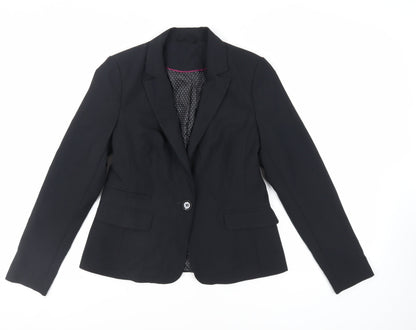 New Look Womens Black Jacket Blazer Size 12 Button