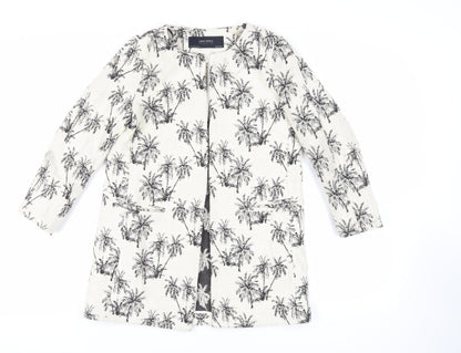 Zara Womens Ivory Geometric Jacket Blazer Size S - Open