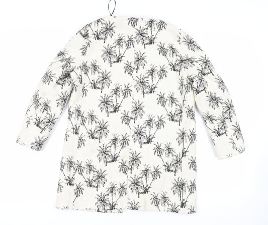 Zara Womens Ivory Geometric Jacket Blazer Size S - Open