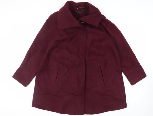 M&Co Womens Purple Overcoat Coat Size 18 Zip