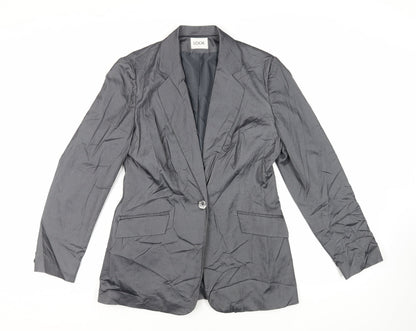 Look Womens Grey Jacket Blazer Size 12 Button
