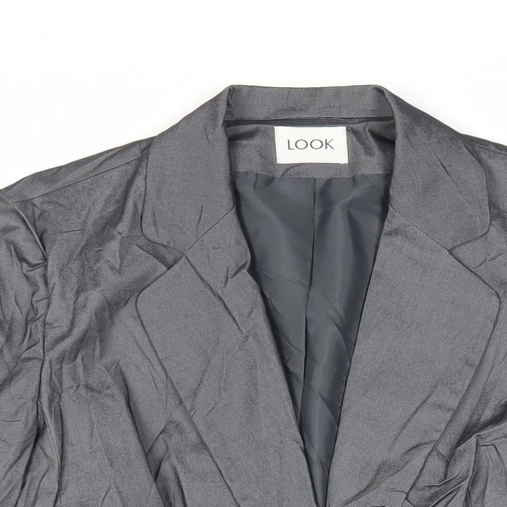 Look Womens Grey Jacket Blazer Size 12 Button