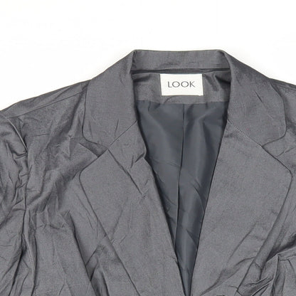 Look Womens Grey Jacket Blazer Size 12 Button