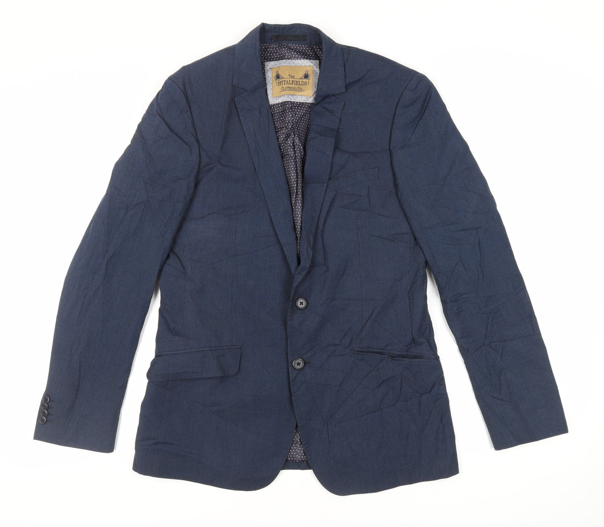 Spitafields Mens Blue Polyester Jacket Suit Jacket Size 40 Regular