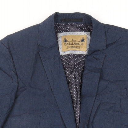 Spitafields Mens Blue Polyester Jacket Suit Jacket Size 40 Regular