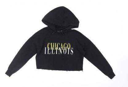 New Look Girls Black Cotton Pullover Hoodie Size 10-11 Years Pullover - Chicago