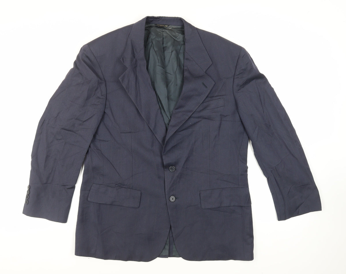 Bill Blass Mens Blue Striped Wool Jacket Suit Jacket Size 42 Regular