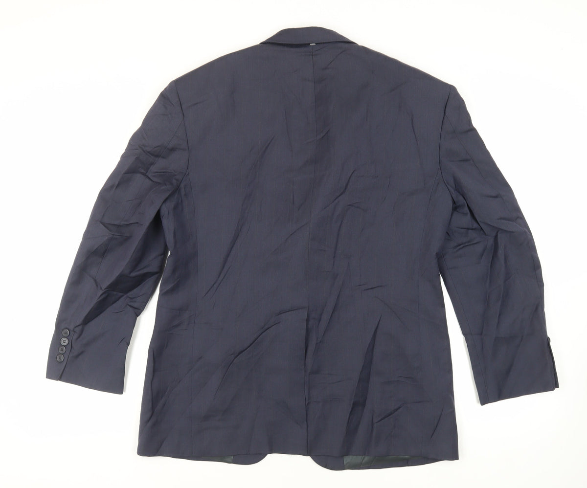 Bill Blass Mens Blue Striped Wool Jacket Suit Jacket Size 42 Regular