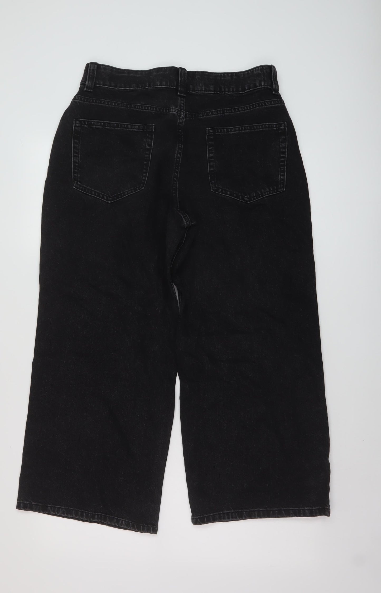 ASOS Womens Black Cotton Wide-Leg Jeans Size 30 in L26 in Regular Button