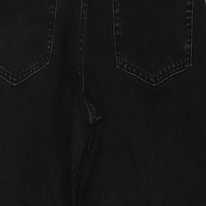ASOS Womens Black Cotton Wide-Leg Jeans Size 30 in L26 in Regular Button