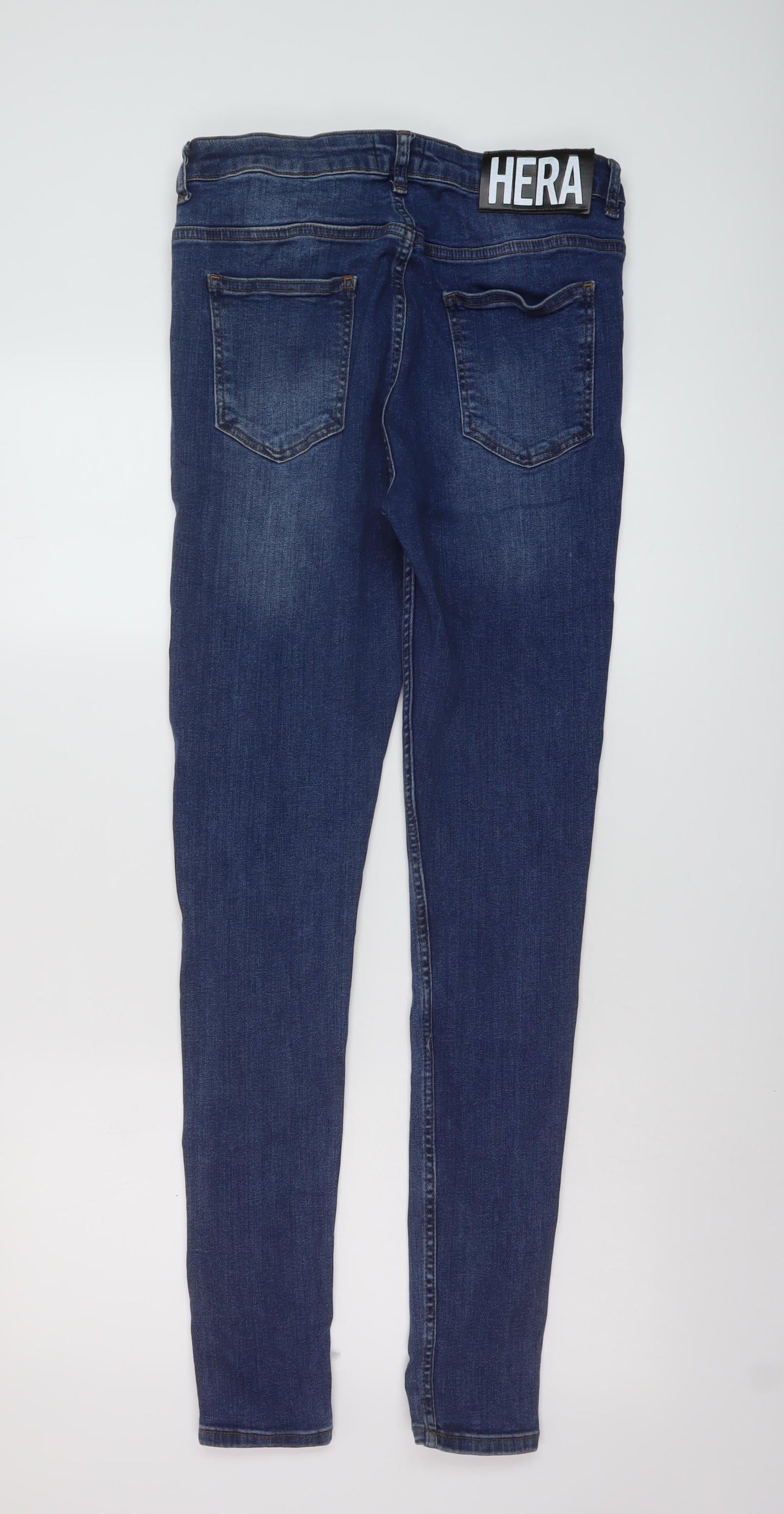 Hera Mens Blue Cotton Skinny Jeans Size 32 in L31 in Regular Button