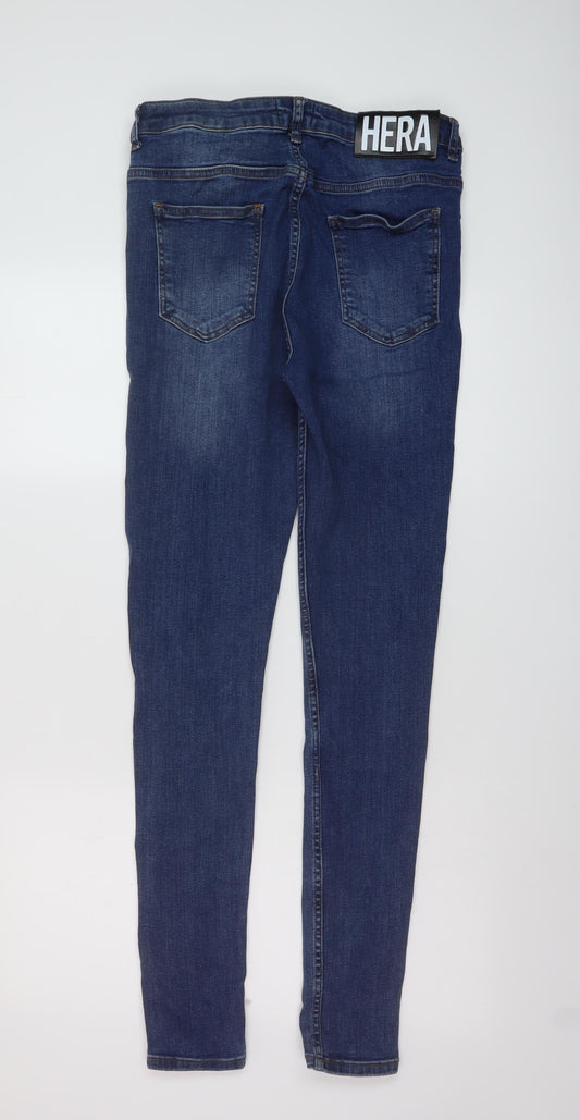 Hera Mens Blue Cotton Skinny Jeans Size 32 in L31 in Regular Button