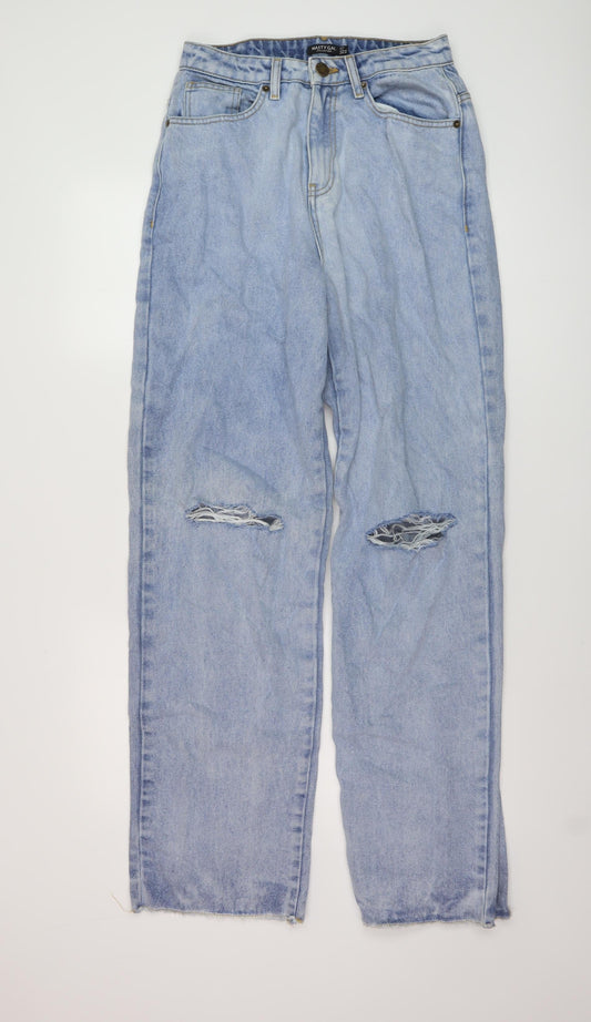 Nasty Gal Womens Beige Cotton Wide-Leg Jeans Size 10 L33 in Regular Button