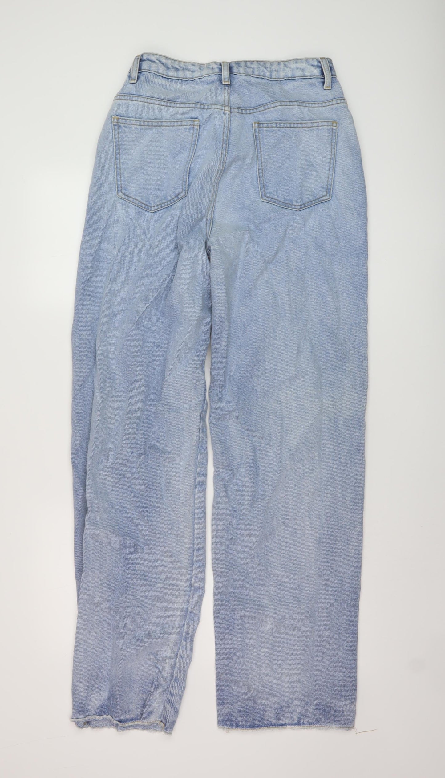 Nasty Gal Womens Beige Cotton Wide-Leg Jeans Size 10 L33 in Regular Button