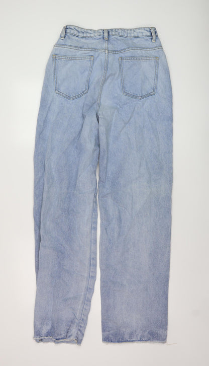 Nasty Gal Womens Beige Cotton Wide-Leg Jeans Size 10 L33 in Regular Button