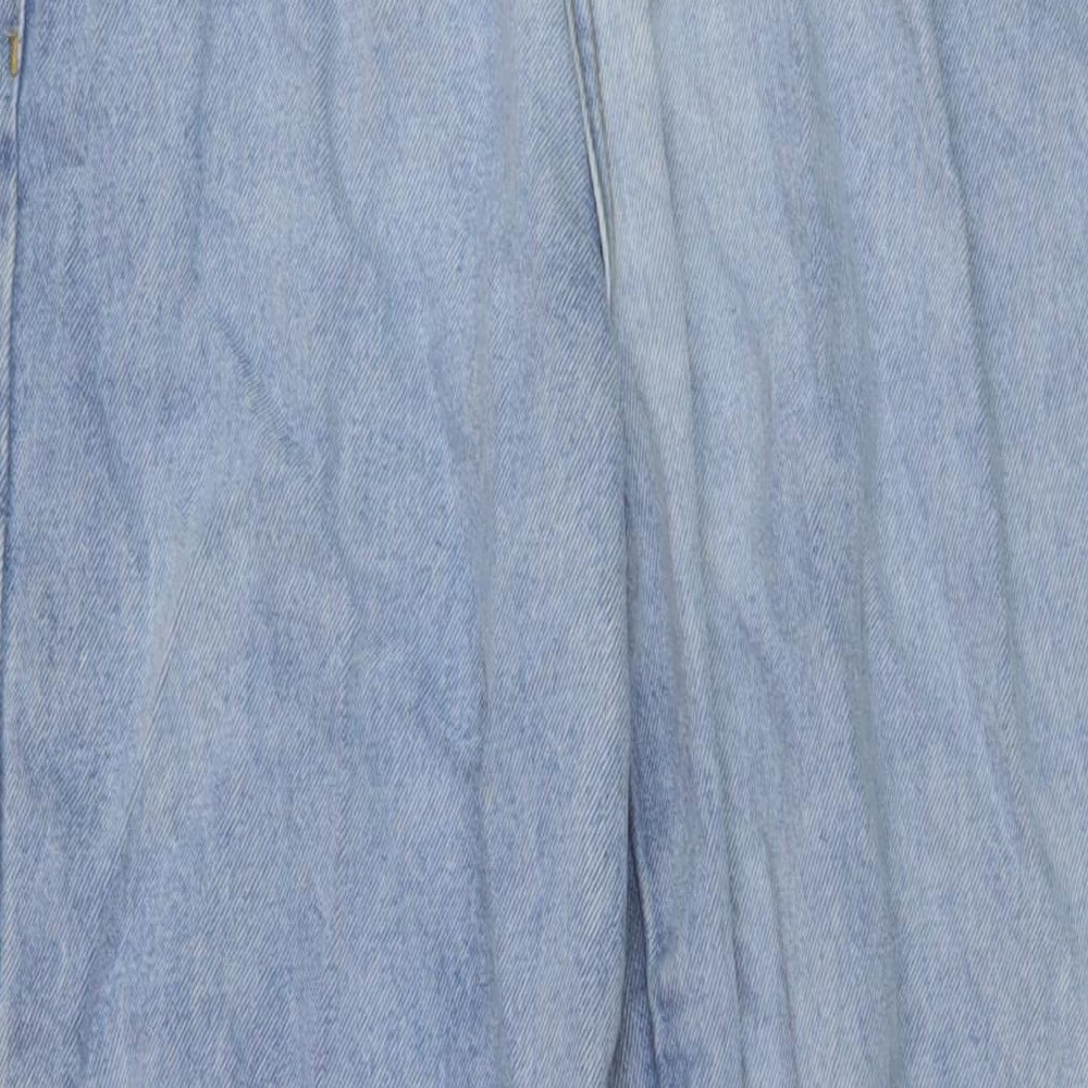 Nasty Gal Womens Beige Cotton Wide-Leg Jeans Size 10 L33 in Regular Button