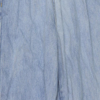 Nasty Gal Womens Beige Cotton Wide-Leg Jeans Size 10 L33 in Regular Button