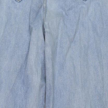 Nasty Gal Womens Beige Cotton Wide-Leg Jeans Size 10 L33 in Regular Button