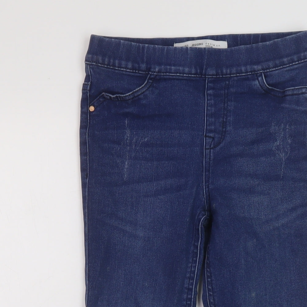 Denim & Co. Girls Blue Cotton Jegging Jeans Size 8-9 Years Regular Pullover