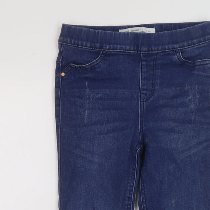 Denim & Co. Girls Blue Cotton Jegging Jeans Size 8-9 Years Regular Pullover