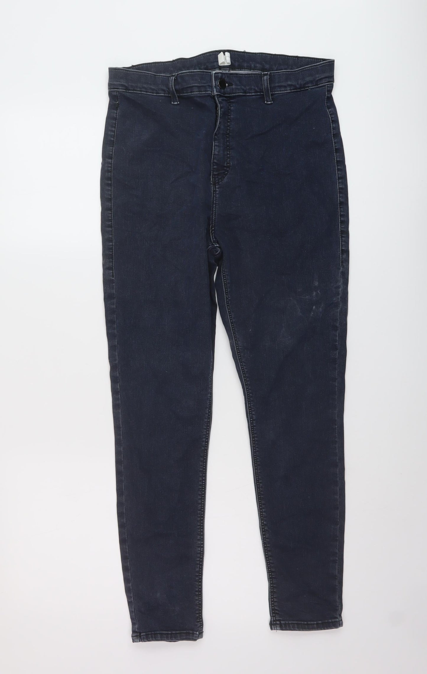 Topshop Womens Blue Cotton Skinny Jeans Size 34 in L26 in Regular Button