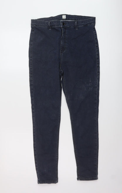 Topshop Womens Blue Cotton Skinny Jeans Size 34 in L26 in Regular Button