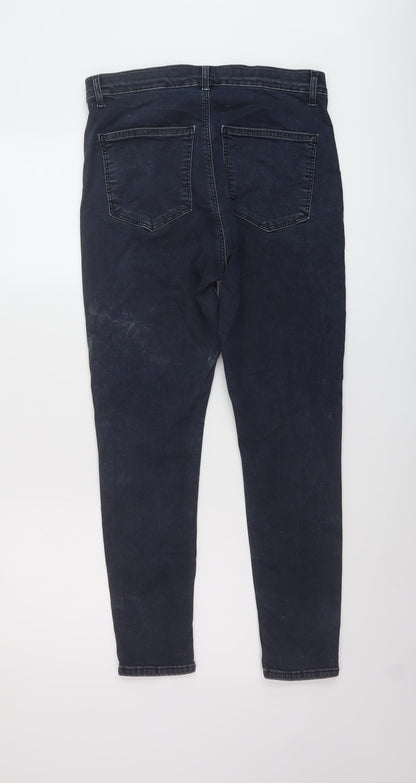 Topshop Womens Blue Cotton Skinny Jeans Size 34 in L26 in Regular Button