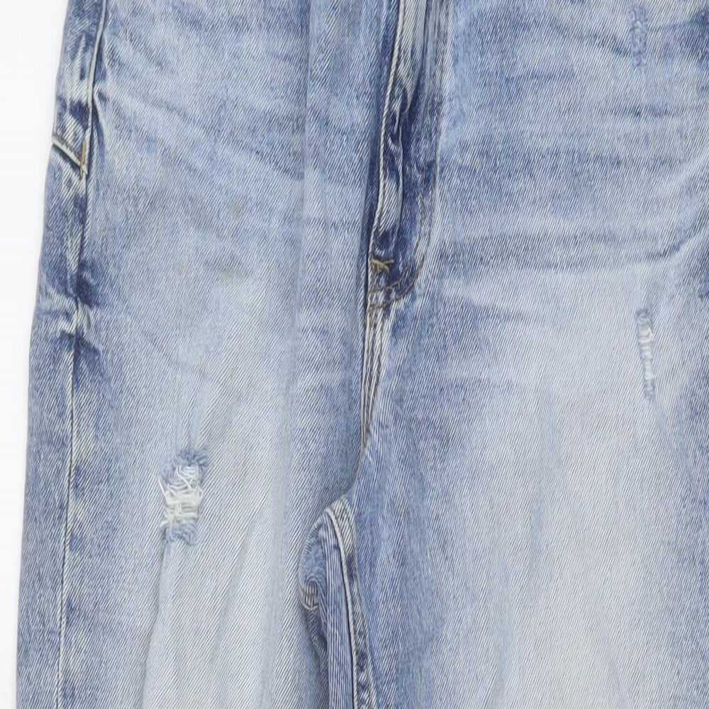 River Island Womens Blue Cotton Mom Jeans Size 10 L24 in Regular Button