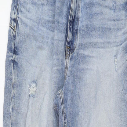 River Island Womens Blue Cotton Mom Jeans Size 10 L24 in Regular Button