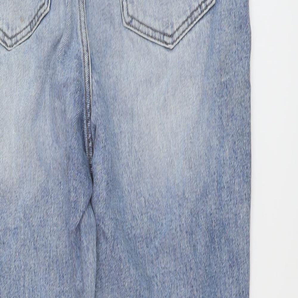 River Island Womens Blue Cotton Mom Jeans Size 10 L24 in Regular Button
