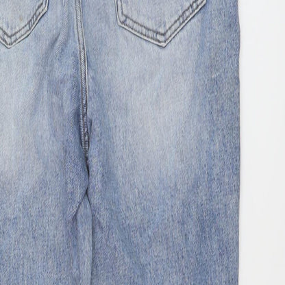 River Island Womens Blue Cotton Mom Jeans Size 10 L24 in Regular Button