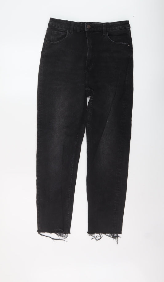 Womens UK Size 10 Cropp Regular Fit Mom Black Jeans