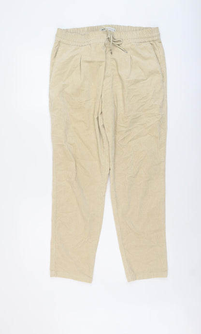 Womens UK Size M Zara Regular Fit  Beige Trousers