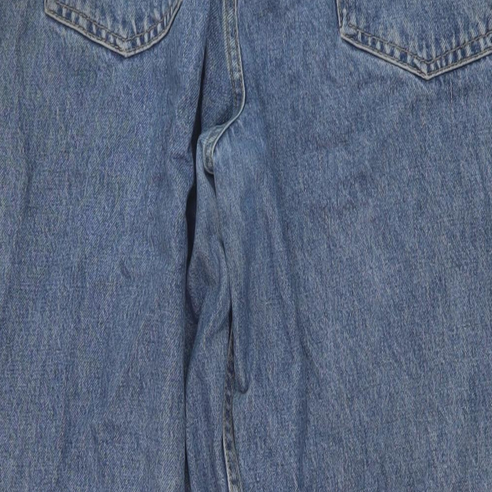 BDG Womens Blue Geometric Cotton Wide-Leg Jeans Size 32 in L30 in Regular Button