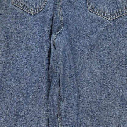 BDG Womens Blue Geometric Cotton Wide-Leg Jeans Size 32 in L30 in Regular Button